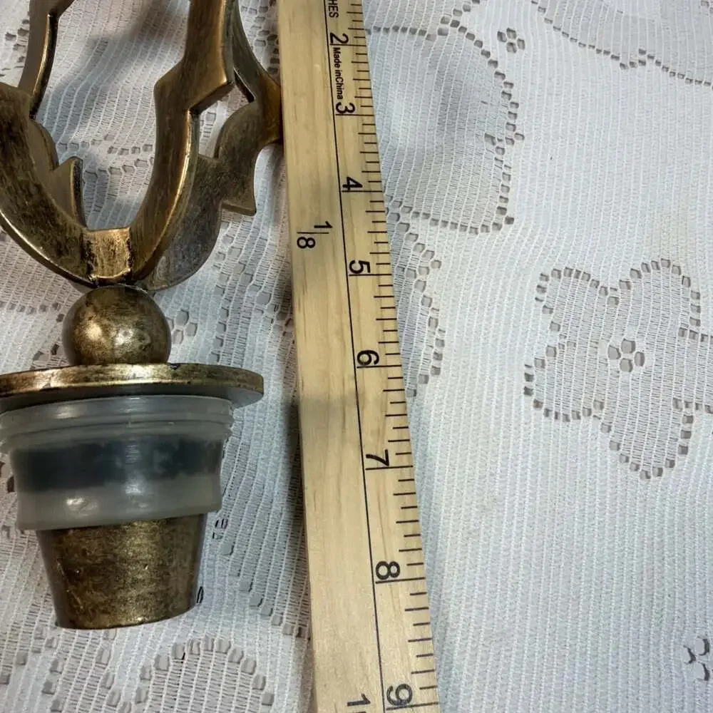 Sazerac Stitches Raw Brass Medallion Wine Bottle Stopper Barware Finial 7”/4”